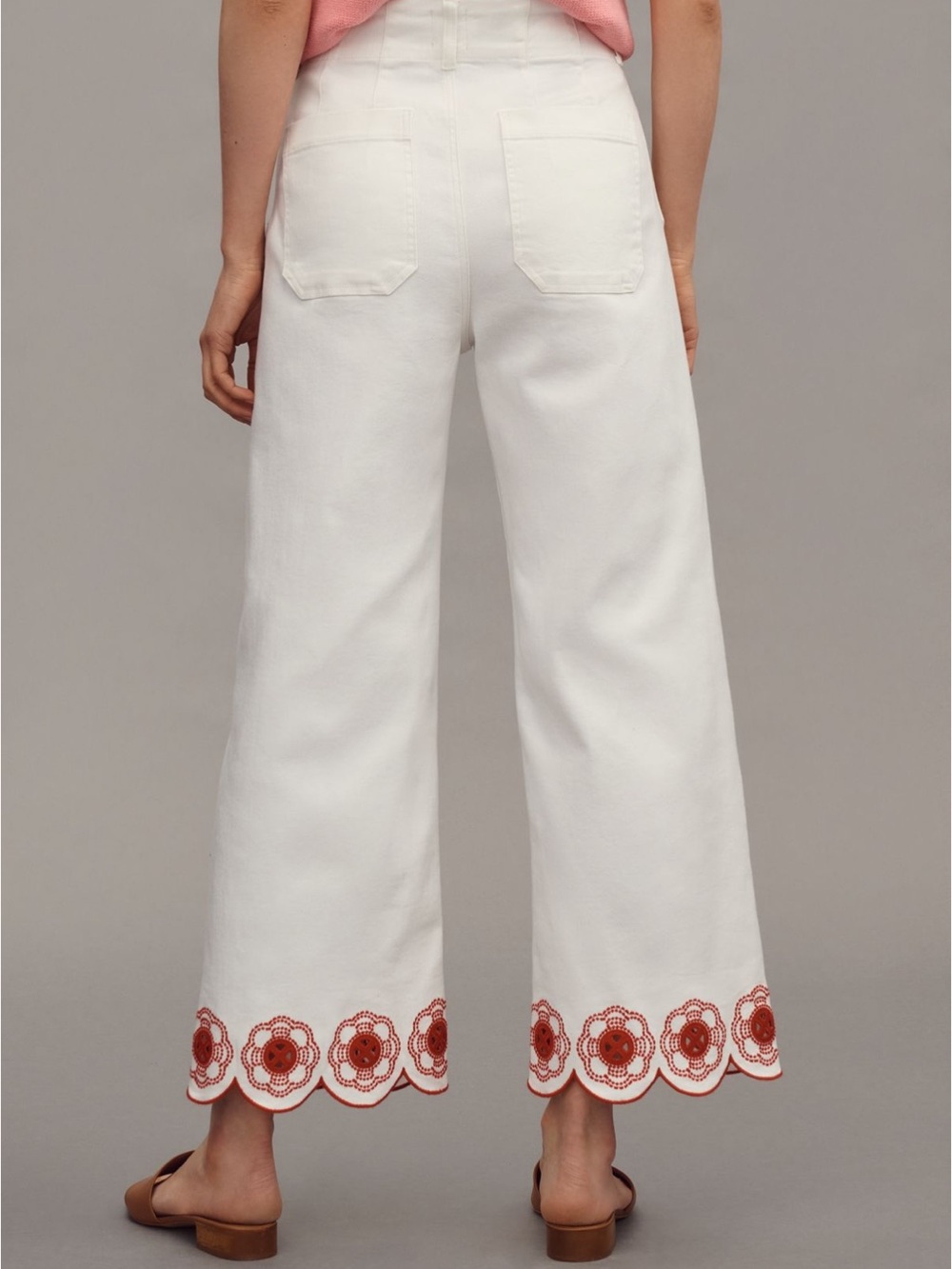Maeve Colette Scallop-Hem High-Rise Wide Leg Cropped Jeans - Picture 4 of 16